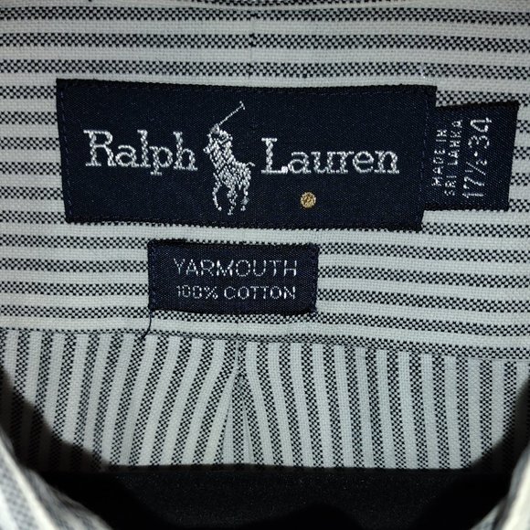 Ralph Lauren YARMOUTH long sleeve button down shirt, men's XL size cotton Blue type light blue Vintage Second Hand